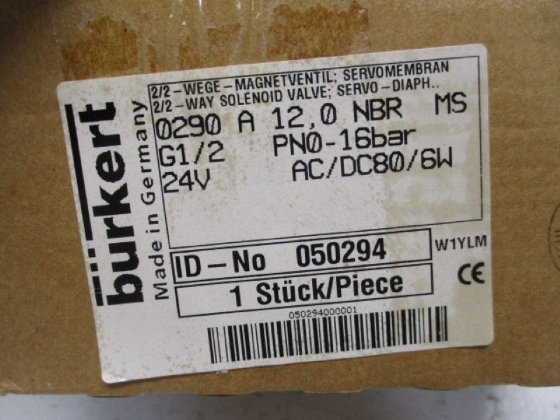 BURKERT 050294 0290A12,0NBRMS SOLENOID VALVE  24V  NSMP