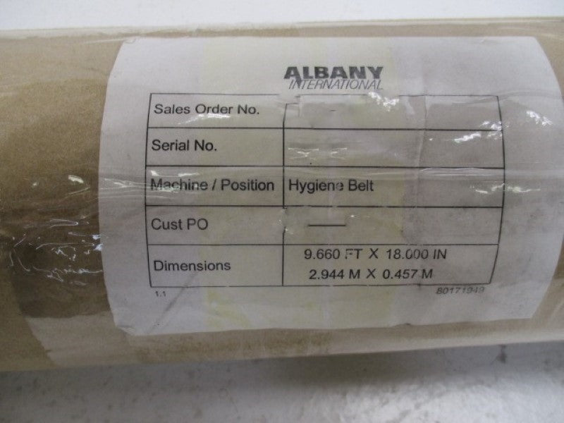 ALBANY INTEL CORP EX051 FORMING WIRE HYGIENE BELT 9.660FTX18.000"  NSNP