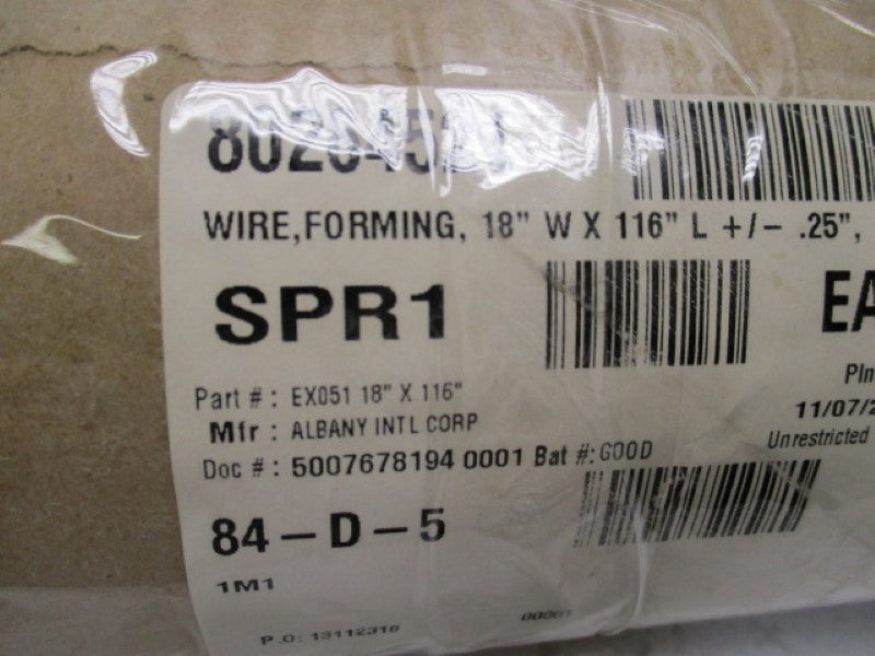 ALBANY INTEL CORP EX051 FORMING WIRE HYGIENE BELT 9.660FTX18.000"  NSNP