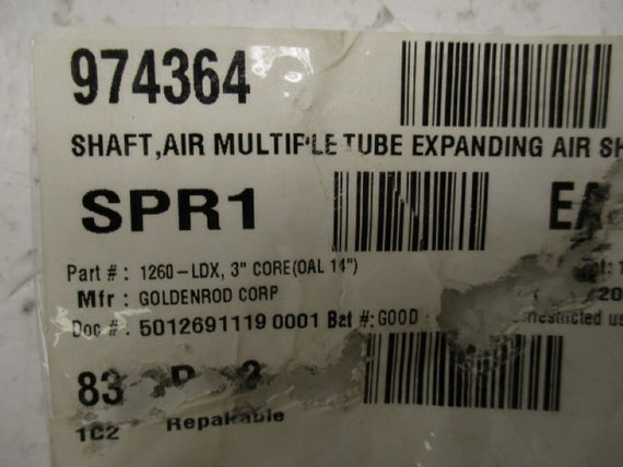 GOLDENROD 1260-LDX  MULTIPLE AIR TUBE EXPANDING AIR SHAFT  * NEW *