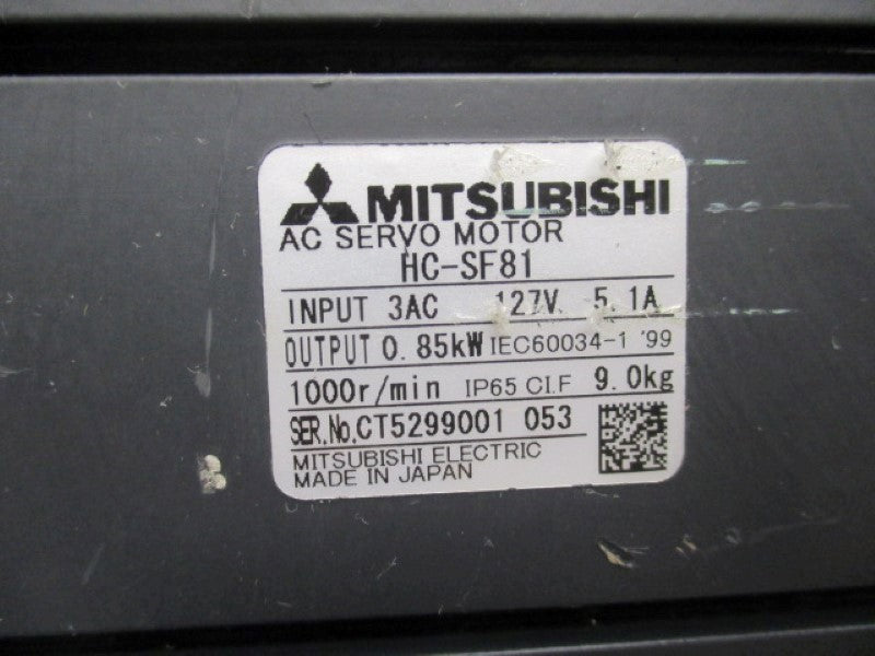 MITSUBISHI HC-SF81 AC SERVO MOTOR 127V 5.1A  NSNP