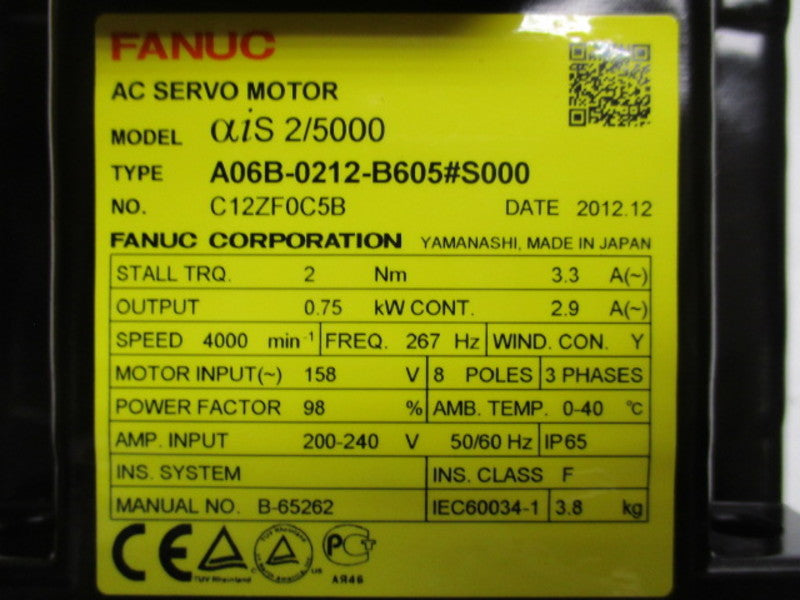 FANUC A06B-0212-B605#S000 AC SERVO MOTOR 200-240V   NSMP
