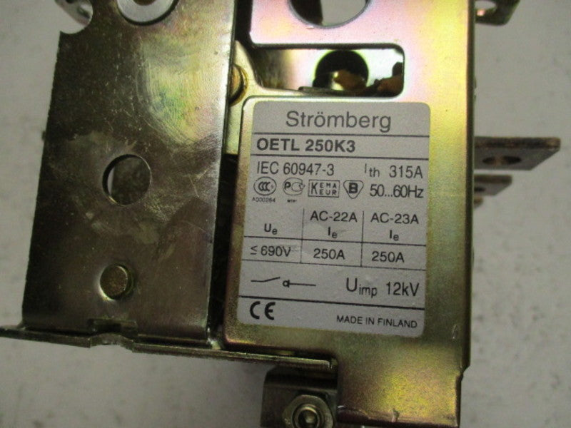 STROMBERG OETL250K3 DISCONNECT SWITCH 250A 690V (AS PICTURED)  UNMP