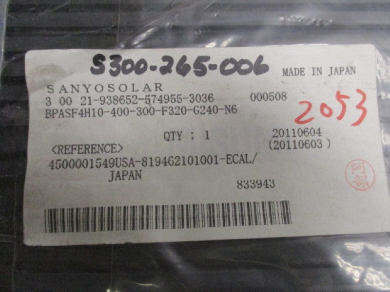 SANYO SOLAR BPASF4H10-400-300-F320-G240-N6 RUBBER MAT  NSNP