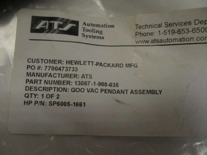 ATS 13067-1-900-035 VACCUM PENDANT ASSEMBLY  NSNP