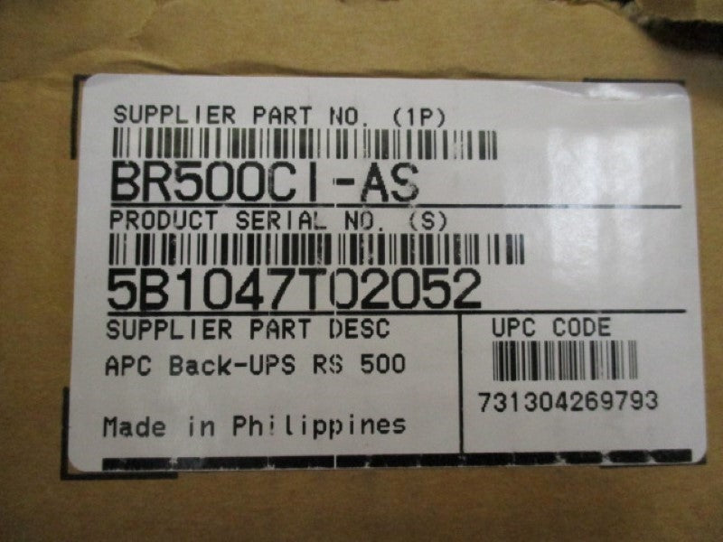 APC BR500CI-AS BATTERY BACKUP 500VA  NSMP