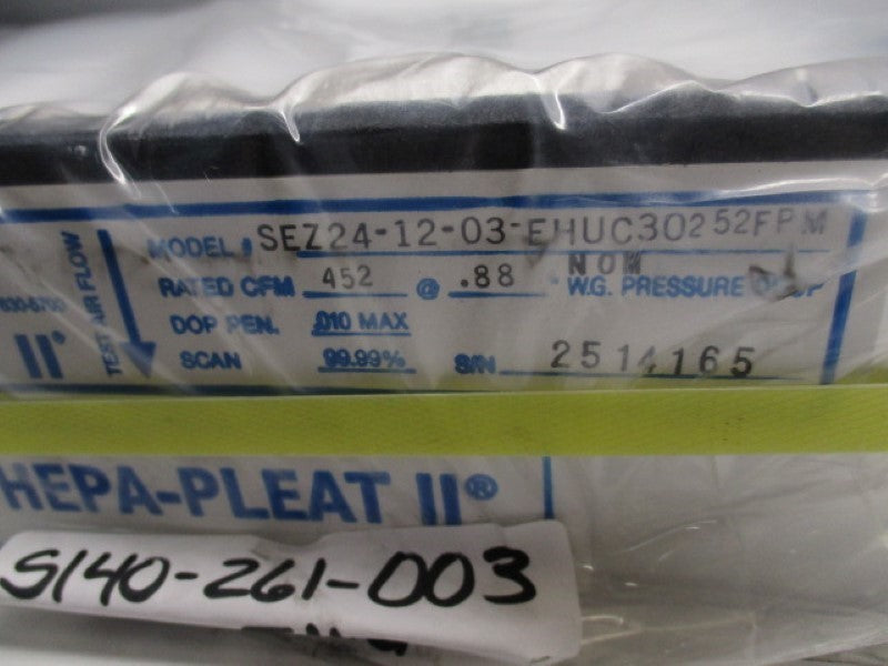 HEPA SEZ24-12-03-EHUC0252FPM HEPA-PLEAT II FILTER   NSNP