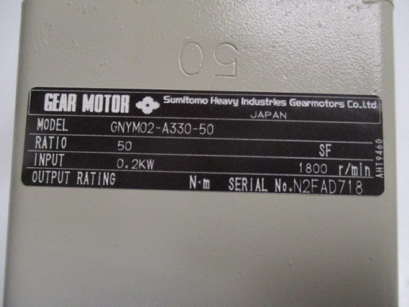SUMITOMO GNYM02-A330-50 MOTOR RATIO 50  0.2KW  NSNP
