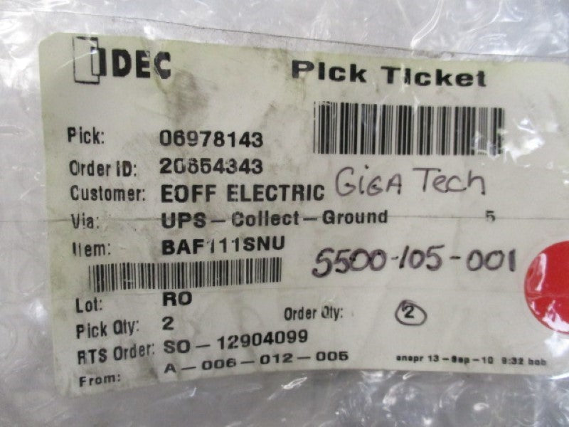 IDEC BAF111SNU TERMINAL BLOCK 10A 300V  NSMP