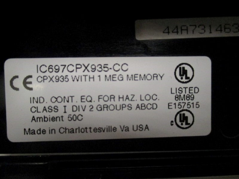 GE FANUC IC697CPX935-CC CENTRAL PROCESSING UNIT 1MEG (NO KEY)  UNMP
