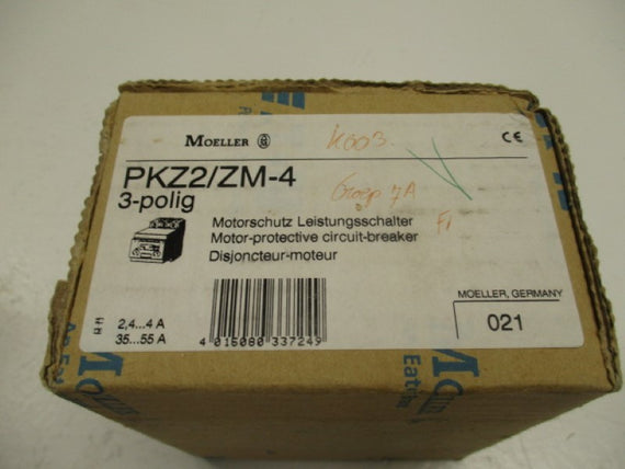 KLOCKNER MOELLER  PKZ2/ZM-4 BREAKER 2,4-4/35-55A (AS PICTURED) * NEW IN BOX *