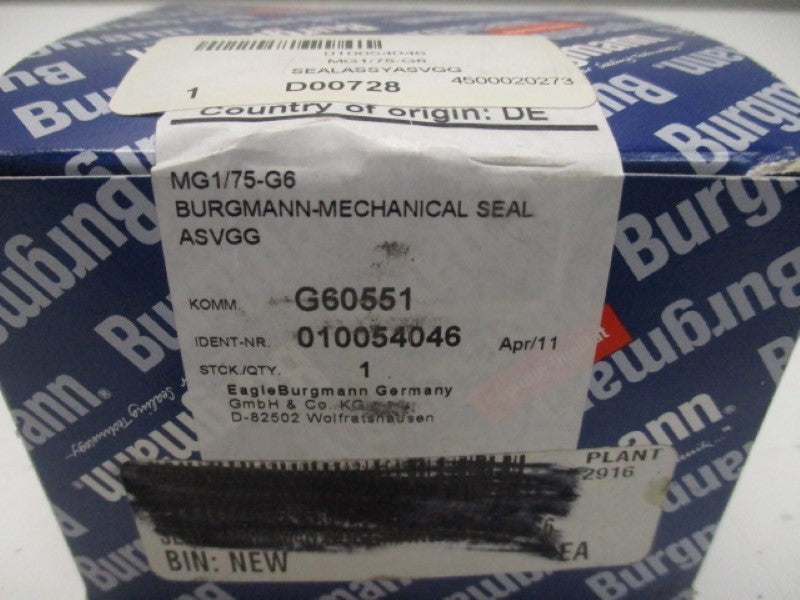 BURGMANN MG1/75-G6 SHAFT SEAL KIT * FACTORY SEALED *