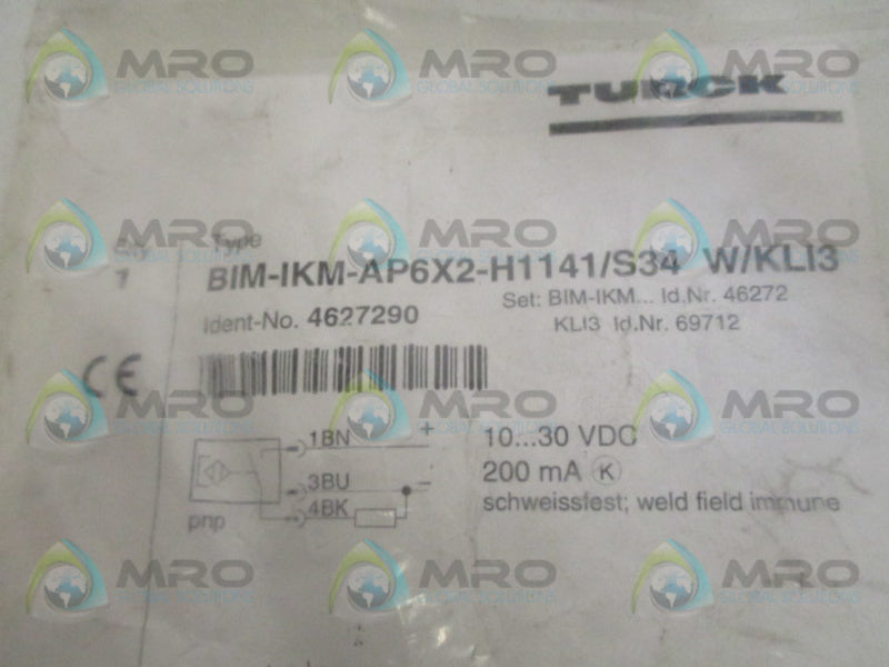 TURCK BIM-IKM-AP6X2-H1141/S43 W/KLI3 SENSOR  * NEW IN FACTORY BAG *