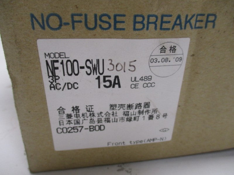 MITSUBISHI NF100-SWU3P15A CIRCUIT BREAKER 3P 15A  NSMP