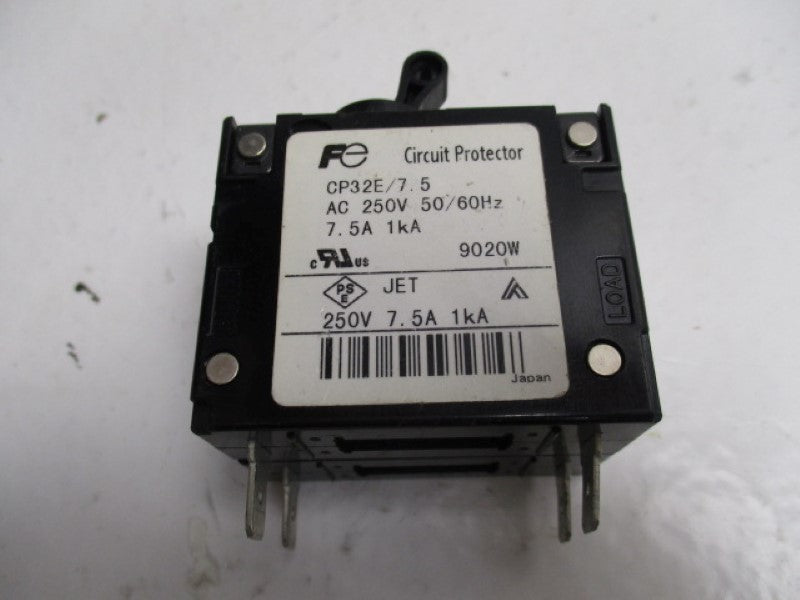 FUJI ELECTRIC CP32E/7.5 CIRCUIT BREAKER 7.5A 1KA 250VAC  UNMP
