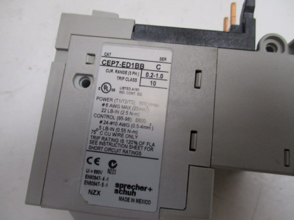 SPRECHNER SCHUH CEP7-ED1BB SER. C OVERLOAD RELAY  0.2-1.0A  UNMP