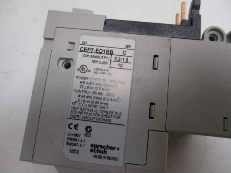 SPRECHNER SCHUH CEP7-ED1BB SER. C OVERLOAD RELAY  0.2-1.0A  UNMP