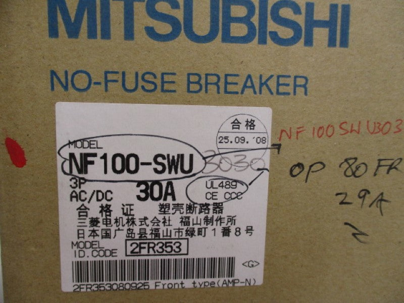 MITSUBISHI NF100-SWU CIRCUIT BREAKER 3P 30A  NSMP