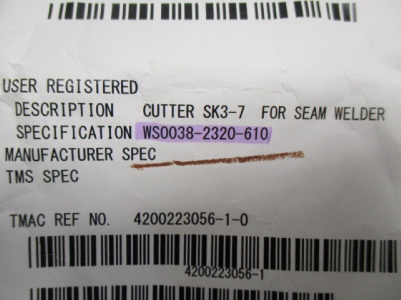 KITO WS0038-2320-610 CUTTER SK3-7 FOR STEAM WELDER  NSMP