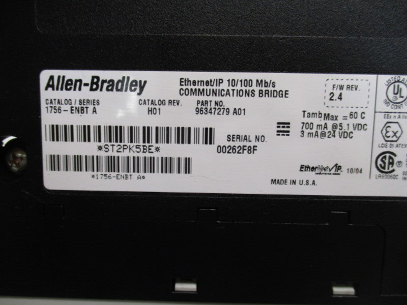 ALLEN BRADLEY 1756-ENBT SER. A F/W 2.4 COMMUNICATIONS BRIDGE * NEW NO BO X*