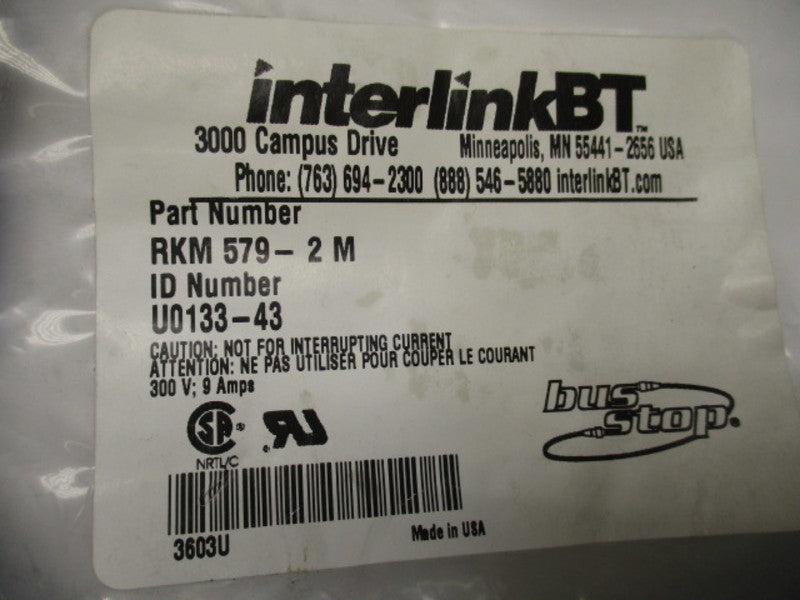INTERLINK BUS STOP RKM579-2M FEMALE CORDSET 2M NSMP