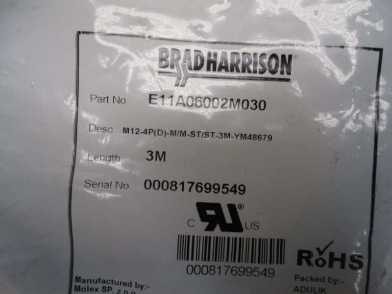 BRAD HARRISON E11A06002M030 CABLE 3M  NSMP