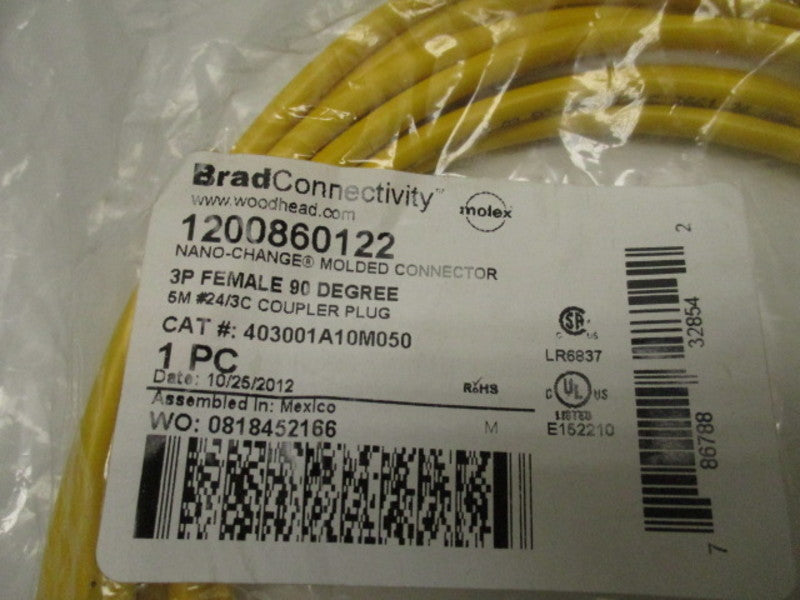 DANIEL WOODHEAD 403001A10M050 CABLE CORDSET 5M * NEW IN FACTORY BAG *