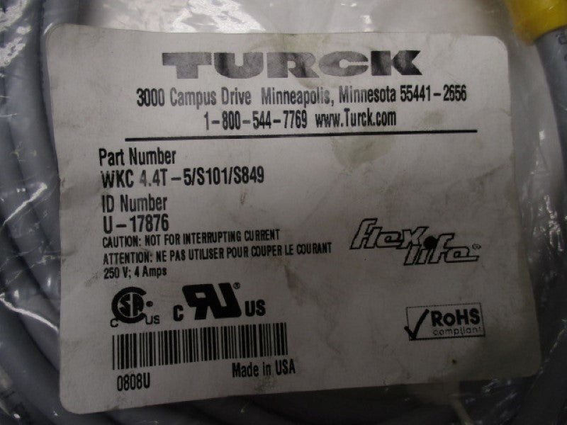 TURCK WKC4.4T-5/S101/S849 EUROFAST MOLDED CORDSET  NSMP