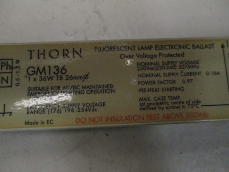 THORN GM136 FLOURESCENT LAMP ELECRTONIC BALLAST   UNMP