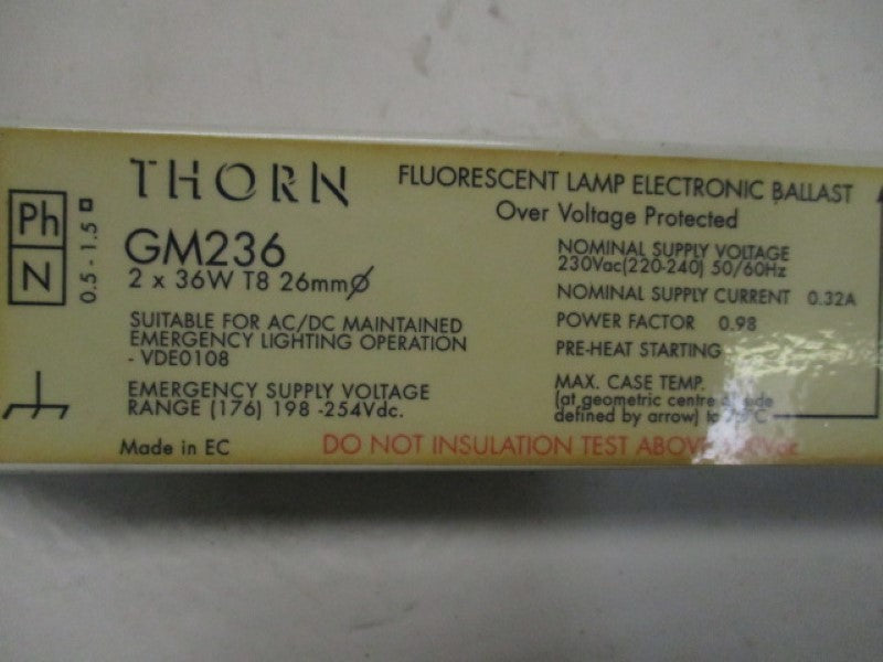 THORN GM236 FLOURESCENT LAMP ELECRTONIC BALLAST  UNMP