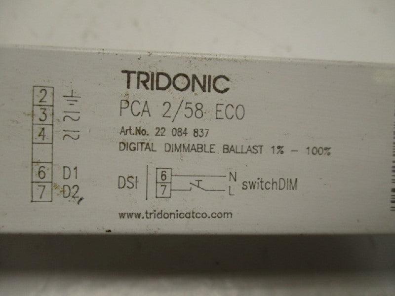 TRIDONIC 22084837 PCA2/58ECO DIGITAL DIMMABLE BALLAST  UNMP