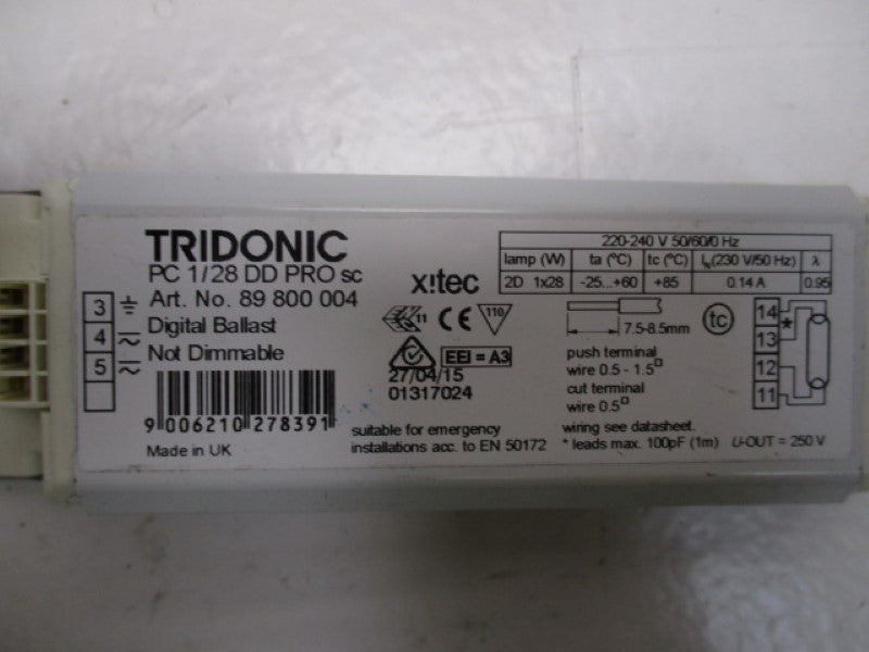 TRIDONIC 89800004 PC1/28DDPROSC DIGITAL BALLAST  UNMP
