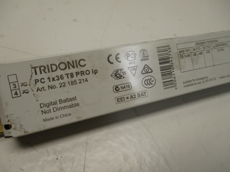 TRIDONIC 22185214 PC1X36T8PROIP DIGITABLE BALLAST  UNMP