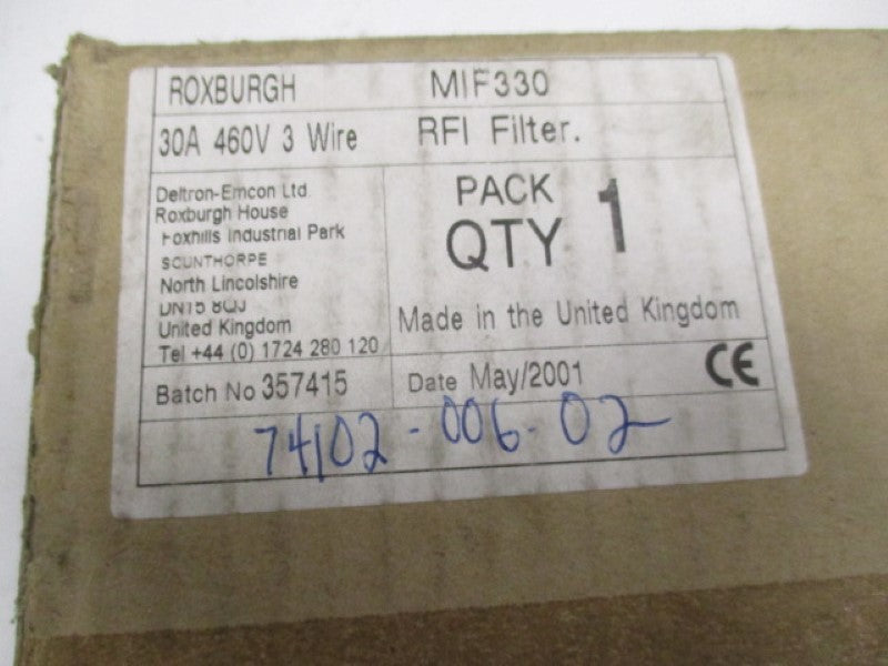 ROXBURGH ELECTRONICS MIF330 RFI FILTER 30A 460V 3-WIRE  NSNP