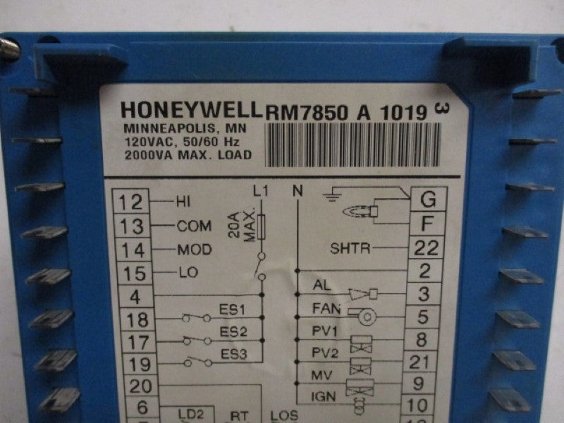 HONEYWELL RM7850A1019 BURNER CONTROL 120VAC  UNMP