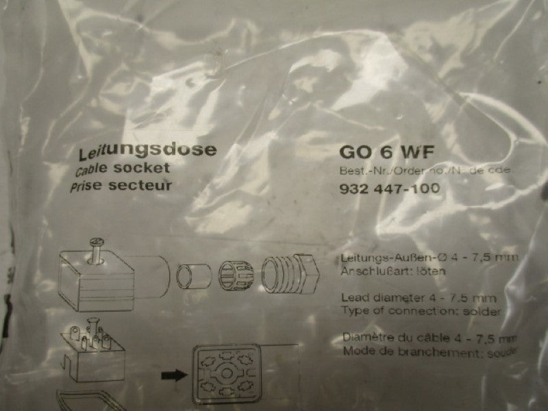 LEITUNGSDOSE G06WF 932447100 CABLE SOCKET  * NEW IN FACTORY BAG *