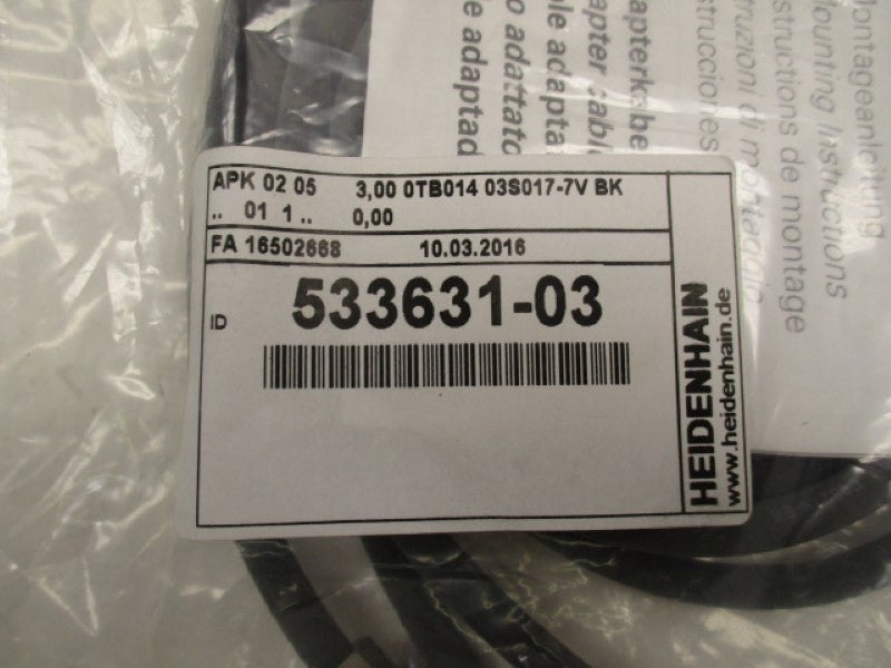 HEIDENHAIN 533631-03 CABLE ASSEMBLY LINEAR ENCODER 3M * NEW IN FACTORY BAG *