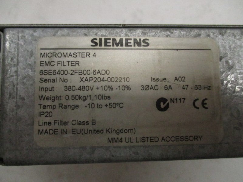 SIEMENS MICROMASTER 4 6SE6400-2FB00-6AD0 EMC FILTER 380-480V  UNMP