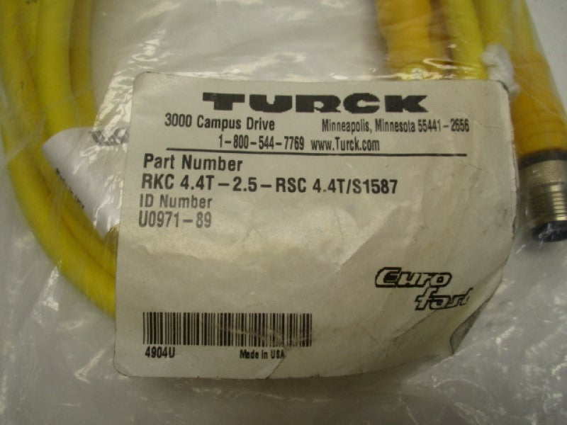 TURCK RKC4.4T-2.5-RSC4.4T/S1587 EUROFAST CORDSET  NSMP