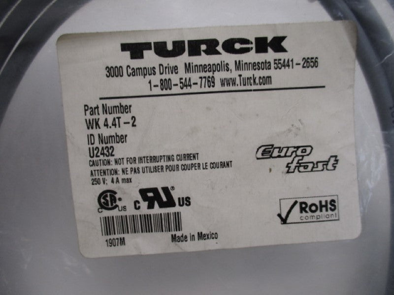 TURCK WK4.4T-2 U2432 EUROFAST MOLDED CORDSET * NEW IN FACTORY BAG *