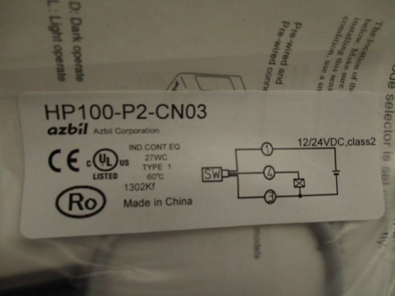 AZBIL HP100-P2-CN03 SENSOR 12/24VDC * NEW IN FACTORY BAG *