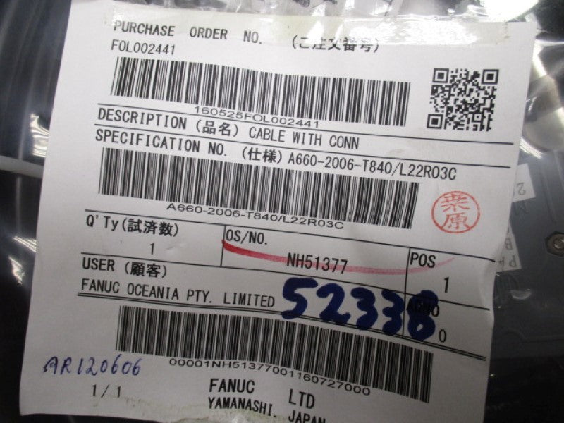 FANUC A660-2006-T840/L22R03C I-PENDANT CABLE * NEW IN FACTORY BAG *