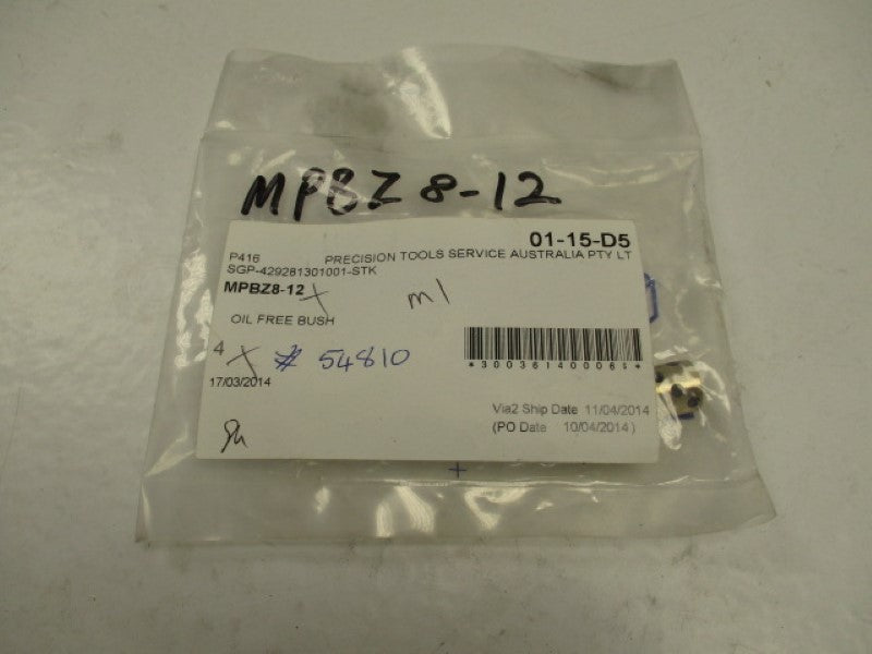 MISUMI MPBZ8-12 OIL FREE BUSH (PKG OF 4) * NEW IN FACTORY BAG *