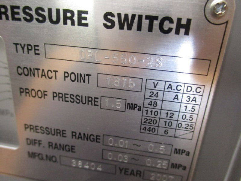 SMC OPL-550-2S PRESSURE SWITCH 0.05-0.5 MPA  NSNP