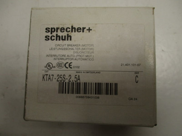SPRECHNER + SCHUH KTA7-25S-2,5A MOTOR CIRCUIT BREAKER 1.6-2.5A  NSMP