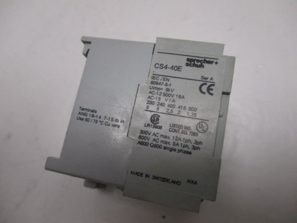 SPRECHNER + SCHUH CS4-40E CONTROL RELAY 110VAC  NSMP