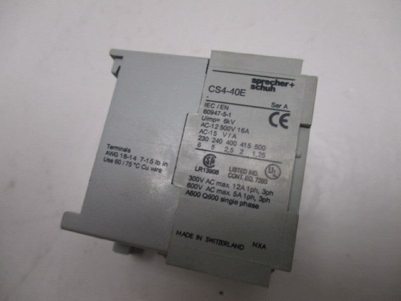 SPRECHNER + SCHUH CS4-40E CONTROL RELAY 110VAC  NSMP