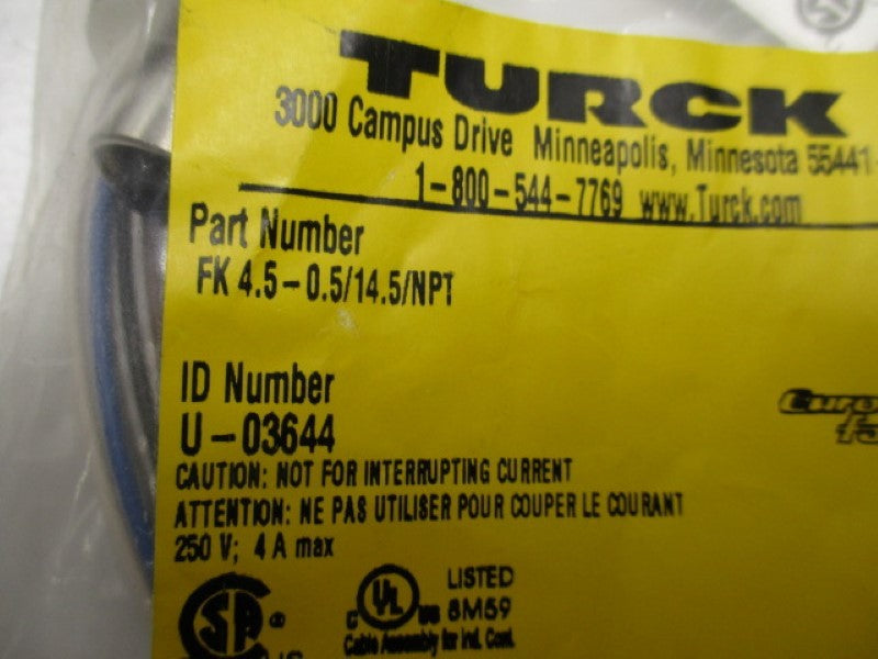TURCK FK4.5-0.5/14.5/NPT * NEW IN FACTORY BAG*