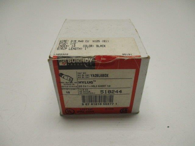 BURNDY YA26L6BOX (PKG OF 10) * FACTORY SEALED *