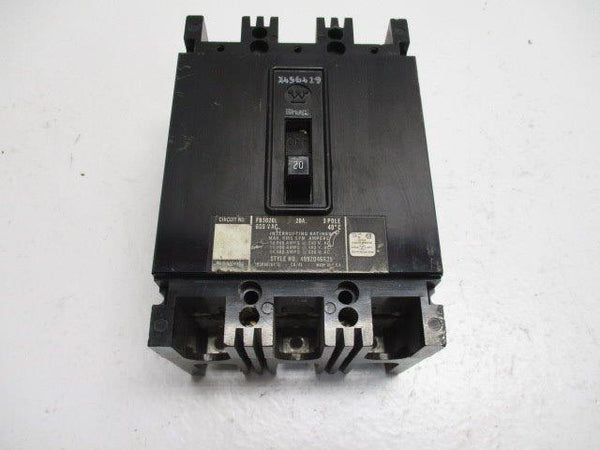 WESTINGHOUSE FB3020L CIRCUIT BREAKER 20A (AS PICTURED)  UNMP